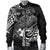 Fiji Men's Bomber Jacket - White Shark Polynesian Tattoo - Polynesian Pride