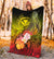 Polynesian Hawaii Premium Blanket - Kanaka Maoli Humpback Whale with Tropical Flowers (Yellow) - Polynesian Pride