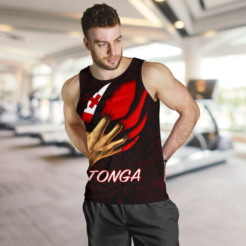 Tonga Men's Tank Top - Tonga In Me (Red) Red - Polynesian Pride