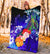 Samoa Premium Blanket - Humpback Whale with Tropical Flowers (Blue) - Polynesian Pride