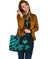 Northern Mariana Large Leather Tote Bag - Tentacle Turtle Turquoise - Polynesian Pride