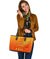 Sun In Leo Zodiac Large Leather Tote Polynesian Tattoo Simple - Orange - Polynesian Pride