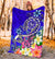 Tahiti Premium Blanket - Turtle Plumeria (Blue) - Polynesian Pride