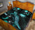 Nauru Polynesian Quilt Bed Set - Turtle With Blooming Hibiscus Turquoise - Polynesian Pride