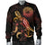 American Samoa Polynesian Men's Bomber Jacket - Turtle With Blooming Hibiscus Gold - Polynesian Pride