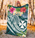 Wallis and Futuna Polynesian Premium Blanket - Summer Plumeria (Turquoise) - Polynesian Pride