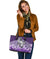 Maori Manaia The Blue Sea Large Leather Tote, Purple - Polynesian Pride