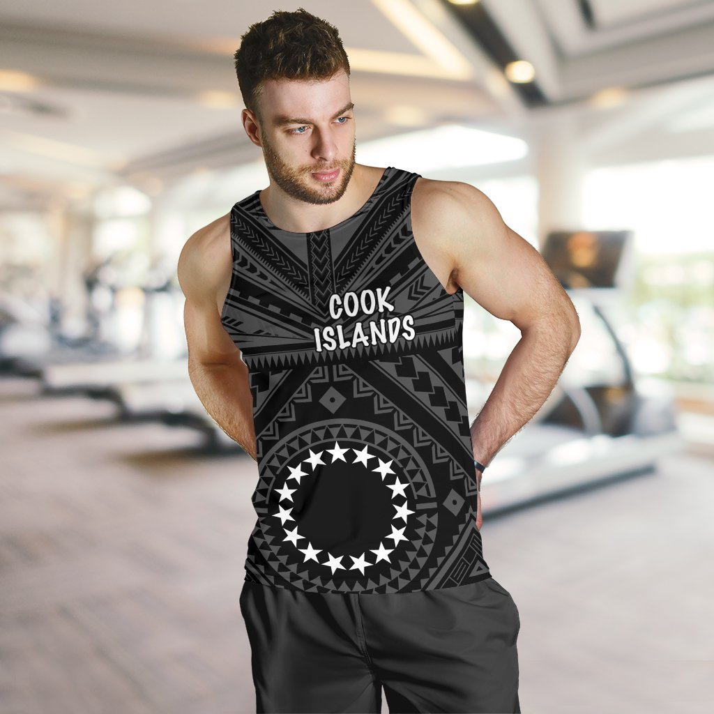Cook Island Men's Tank Top - Seal With Polynesian Tattoo Style ( Black) Black - Polynesian Pride