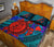 Hawaii Polynesian Quilt Bed Set - Hawaii Red Sea Turtle Map & Blue Hibiscus - Polynesian Pride