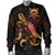 Tuvalu Polynesian Men's Bomber Jacket - Turtle With Blooming Hibiscus Gold - Polynesian Pride