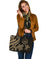 Tahiti Polynesian Large Leather Tote Bag - Gold Tentacle Turtle - Polynesian Pride