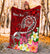 Tahiti Custom Personalised Premium Blanket - Turtle Plumeria (Red) - Polynesian Pride