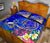 Hawaii Quilt Bed Set - Turtle Plumeria Polynesian Tattoo Blue Color - Polynesian Pride