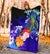 Marshall Islands Premium Blanket - Humpback Whale with Tropical Flowers (Blue) - Polynesian Pride