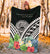 American Samoa Premium Blanket - American Samoa Coat of Arms & Polynesian Tropical Flowers White - Polynesian Pride