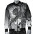 Cook Islands Men's Bomber Jacket - Humpback Whale with Tropical Flowers (White) - Polynesian Pride