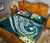 Papua New Guinea Polynesian Quilt Bed Set - Summer Plumeria (Turquoise) - Polynesian Pride