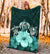 Polynesian Premium Blanket Turtle And Hibiscus Turquoise - Polynesian Pride