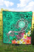 American Samoa Polynesian Premium Quilt - Turtle Plumeria (Turquoise) - Polynesian Pride