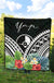 Yap Premium Quilt - Yap Coat of Arms & Polynesian Tropical Flowers White - Polynesian Pride