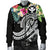 Polynesian Hawaii Kanaka Maoli Men's Bomber Jacket - Summer Plumeria (Black) - Polynesian Pride