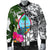 Guam Men's Bomber Jacket White - Turtle Plumeria Banana Leaf - Polynesian Pride