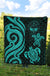 Marshall Islands Premium Quilt - Turquoise Tentacle Turtle Crest - Polynesian Pride