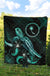 Chuuk Polynesian Premium Quilt - Turtle With Blooming Hibiscus Turquoise - Polynesian Pride