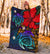 Hawaii Lauhala Hibiscus Polynesian Tropical Blue Premium Blanket - Wake Style - AH - Polynesian Pride