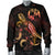 Tonga Polynesian Men's Bomber Jacket - Turtle With Blooming Hibiscus Gold - Polynesian Pride