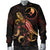 Yap Polynesian Men's Bomber Jacket - Turtle With Blooming Hibiscus Gold - Polynesian Pride