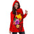 Papua New Guinea Polynesian Women's Hoodie Dress - Floral With Seal Red - Polynesian Pride