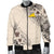 Tokelau Men's Bomber Jacket - The Beige Hibiscus Beige - Polynesian Pride