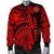 (Custom Personalised) Polynesian Guinea Men's Bomber Jacket - Moana Maui Tattoo With Coat Of Arm Guinea Red Black - Polynesian Pride