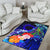 CNMI Area Rug - Humpback Whale with Tropical Flowers (Blue) - Polynesian Pride