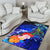 American Samoa Polynesian Area Rug - Humpback Whale with Tropical Flowers (Blue) - Polynesian Pride