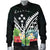 Kosrae Men's Bomber Jacket - Kosrae Coat of Arms & Polynesian Tropical Flowers White - Polynesian Pride