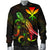 Hawaii Polynesian Men's Bomber Jacket - Turtle With Blooming Hibiscus Reggae - Polynesian Pride