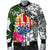 Tahiti Custom Personalised Men's Bomber Jacket White - Turtle Plumeria Banana Leaf - Polynesian Pride