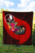 Yap Premium Quilt - Polynesian Hook And Hibiscus (Red) - Polynesian Pride