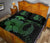 Hawaii Fish Hook Kanaka Map Hibiscus Poly Quilt Bed Set - Green - Polynesian Pride