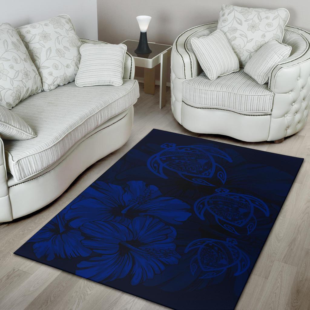 Hawaiian Map Hibiscus Flowers Vintage Polynesian Rug AH - Polynesian Pride