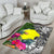 Palau Area Rug White - Turtle Plumeria Banana Leaf - Polynesian Pride