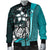 Yap Micronesia Men's Bomber Jackets Turquoise - Turtle With Hook - Polynesian Pride