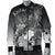 Kosrae Men's Bomber Jacket - Humpback Whale with Tropical Flowers (White) - Polynesian Pride