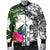 Wallis And Futuna Men's Bomber Jacket White - Turtle Plumeria Banana Leaf - Polynesian Pride