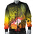 Kosrae Custom Personalised Men's Bomber Jacket - Humpback Whale with Tropical Flowers (Yellow) - Polynesian Pride