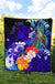 Tonga Custom Personalised Premium Quilt - Humpback Whale with Tropical Flowers (Blue) - Polynesian Pride