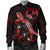 Tonga Polynesian Men's Bomber Jacket - Turtle With Blooming Hibiscus Red - Polynesian Pride