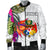 Tonga Men's Bomber Jacket Polynesian Hibiscus White Pattern White - Polynesian Pride